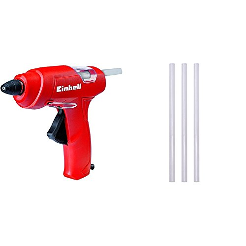 Einhell TC-GG 30 - Pistola de pegar con 3 boquillas/barras de pegamento, potencia de calefacción 200 W, 220 - 240 V + Einhell 4522182 - Pack de 24 barras de pegamento con diámetro de 7 mm x 150 mm