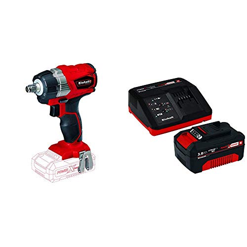 Einhell TE-CW 18 Li BL Solo Power X-Change - Llave de impacto de batería, Ion de litio, 18V, 215Nm, luz LED y adaptador + Power X-Change Kit cargador con batería, tiempo de carga de 60 minutos