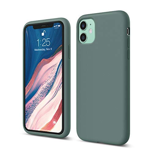 elago Silicona Líquida Funda Compatible con iPhone 11 (6.1"), Silicona Premium, Protección Funda Protectora 3 Tapas Estructura (Verde Noche)