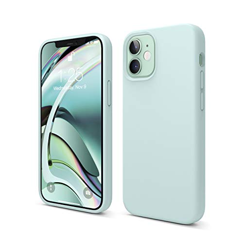 elago Silicona Líquida Funda Compatible con iPhone 12 Mini Case (5.4"), Silicona Premium, Protección Funda Protectora 3 Tapas Estructura (Verde Menta)