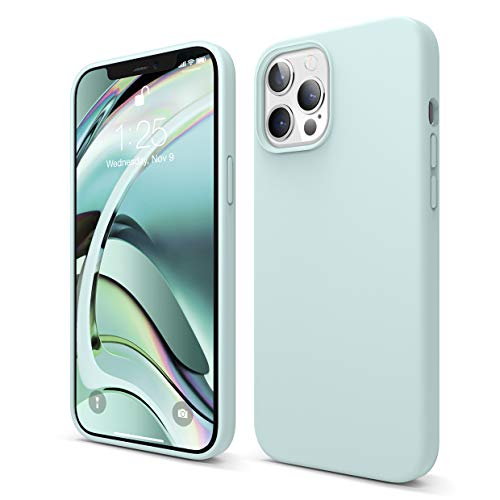 elago Silicona Líquida Funda Compatible con iPhone 12 Pro MAX Case (6.7"), Silicona Premium, Protección Funda Protectora 3 Tapas Estructura (Verde Menta)