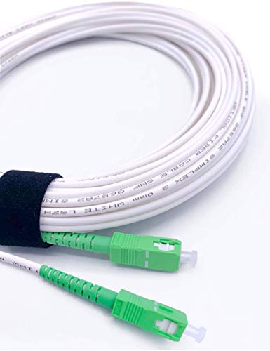 Elfcam® - Fibra óptica Cable SC/APC a SC/APC monomodo simplex 9/125µm LSZH, Blanco/Verde (20M)