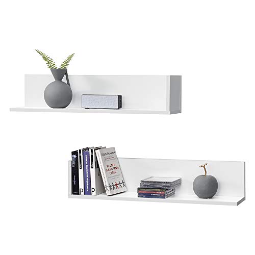 [en.casa] Juego de Estanterías para Pared Elverum 75 x 16,5 x 16,5 cm Set de 2 Unidades Estantes Flotantes Decoración de Salón o Dormitorio Blanco