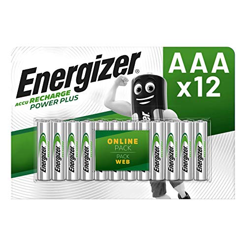 Energizer Pilas AAA Recargables, Power Plus, Paquete de 12 Uniades