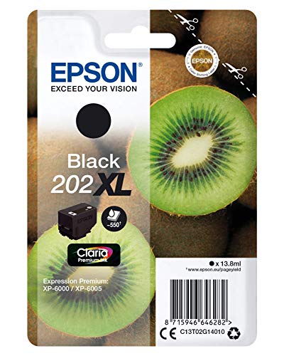 Epson Original Cartuchos de Tinta 202 XL, Válido para EPSON Expression Premium XP-6000 / XP-6005 / XP-6100 / XP-6105, Color Negro, Ya disponible en Amazon Dash Replenishment