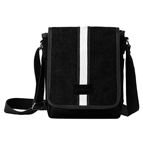 Eshow Bolso Bandolera a Hombro Negro para Hombres Tela de Lona Negocio Trabajo Viaje Casual Shoppers