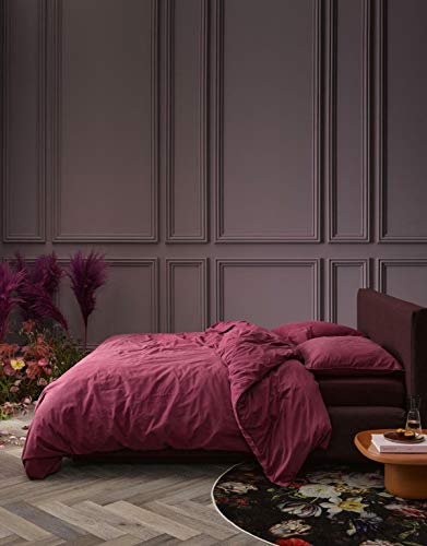 ESSENZA Guy - Juego de cama (algodón reforzado, 135 x 200 cm y 1 funda de almohada de 80 x 80 cm), color rojo