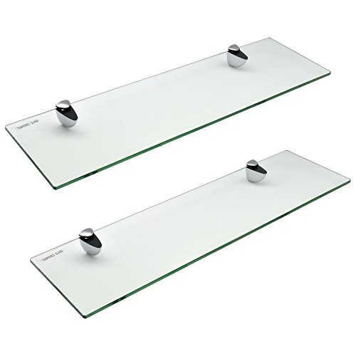 Estante para Cuarto de baño - Cristal Templado con herrajes cromados - 50 cm - Pack de 2