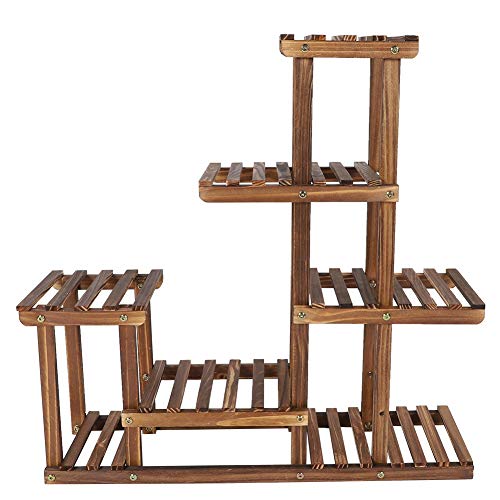 Estantería Porta Flores, Macetero Estantería Soporte para Plantas, Porta Plantas Flores de 4 Estantes, Maceta Vertical a Escala para Bonsáis, de Madera, 72 x 72 x 20 cm