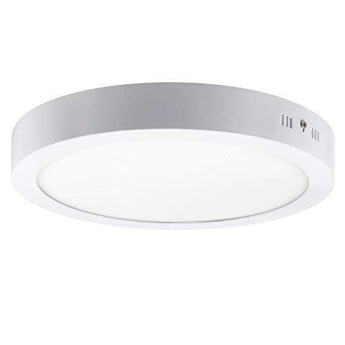 FactorLED ¡NOVEDAD! Downlight Panel Superficie LED Circular 20W, Plafón redondo para techo y pared, Placa interior, (3000K-4000K-6000K), [Clase de eficiencia energética A++] (Luz Cálida (3000K))