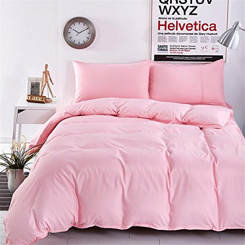 Fansu Plain Juego de Ropa de Cama de 4 Piezas Color sólido Juego de Fundas de Edredón Incluye 1 Funda Nórdica y 1 Sábana encimera 2 Funda de Almohada (Cama 90-150x200cm,Rosa)