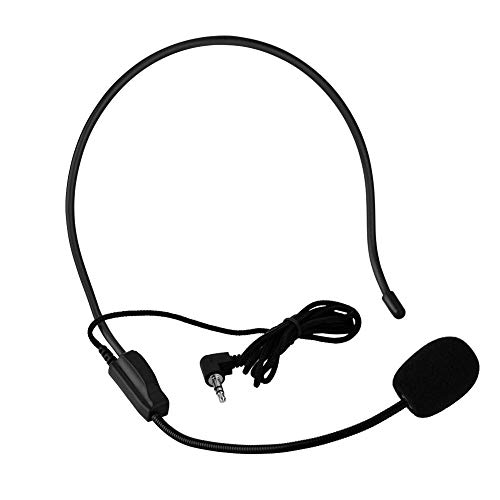 fasient Mini micrófono de Condensador con Cable montado en la Cabeza, 3.5mm Mic Portátil para Altavoz Amplificador de Voz, para Conferencia/Escenario/Enseñanza/Guía/Turismo, etc