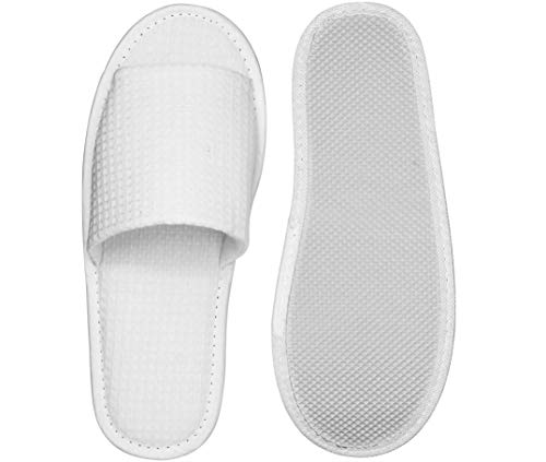 Fious '10 Juego de hotel Pantuflas | gästepant offeln Rizo Pantuflas pantoletten en acabado WAFFEL – abierto, color blanco, unisex – directamente desde el fabricante Modelo New York