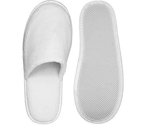 Fious Juego de 10 pantuflas de hotel | Zapatillas de estar por casa de terciopelo - Cerradas, color blanco, unisex, directamente del fabricante modelo Moskau