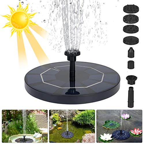 flintronic Fuente Solar Bomba, 3.5W 1500mAH Fuente de Jardín Solar, Fuente Solar Jardín con 6 Boquillas para Diferente Forma de Chorro, para Decoración de Jardín, Fuente, Piscina, Jardín, Estanque