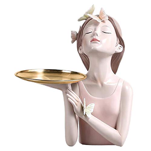 Generic Estatuilla de Resina de Estilo nórdico estatuas de niñas artesanías de Mesa Modernas Adornos Decorativos para Sala de Estar, hogar, Oficina, Centro de - Bandeja de 18.2x15.5x27cm