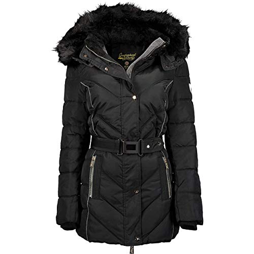 Geographical Norway BECKY LADY - Parka De Mujer Cálida - Abrigo Con Capucha De Piel Falsa - Chaqueta Invierno - Chaqueta Larga Con Forro Cálido - Regalo Mujer Outwear Casual (Negro M) Talla 2