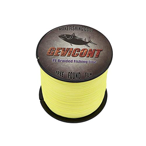 Gevicont Extreme Trenzado PE 300 m 500 m 1000 m Trenzado de Pesca de Carpas 10 lb-300 LB Prueba increíble Fuerte Superline 8 Hilos Alambre, Amarillo, 1094Yds(1000m)-40lb(18.1kg)-0.32mm