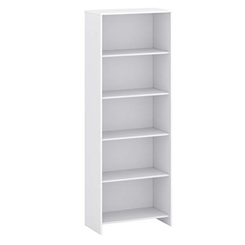 GLmeble - Estantería para sala de estar, estantería de oficina de 198/155 cm de ancho, 72/44 cm de ancho, con 5 estantes, construcción sólida, tablero laminado de 16 mm de grosor (blanco, 198 x 72 cm)