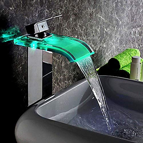 Grifo de baño moderno con cascada LED de cristal de KunMai