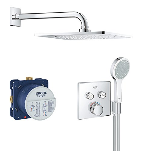 Grohe Grohtherm Smartcontrol - Bundle Smartcontrol - Conjunto termostato, Ducha Mural cuadrada 310 y alcachofa móvil, Color Cromado, Cromo, 2 vías (Ref. 34742000)