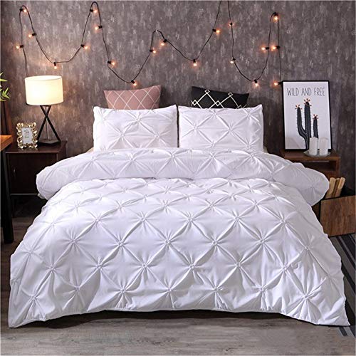 guangtou Juego de Funda nórdica Blanca Pellizco Plisado 2/3 Piezas Ropa de Cama tamaño King/Queen/King Size Juegos de Cama Uso de Hotel casa (sin Rellenar sin Hojas), Blanco,220x240cm