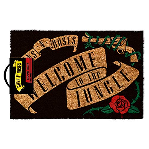 Guns N' Roses - Felpudo Multicolor con Texto (en inglés) «Welcome to The Jungle Medidas: 40 x 60 cm.