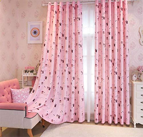 GWFVA Cortinas para niños Poliéster Rosa Jacquard Impresión dúplex Apagón Reductor de Ruido Pliegue sólido Cortinas térmicas para Ventanas Decoración de Habitaciones de Princesa, Rosa, E