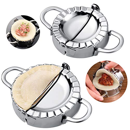 GWHOLE 2 Piezas Molde para Empanadillas de Acero Inoxidable 8 y 9,5cm Molde Dumpling Coatadores