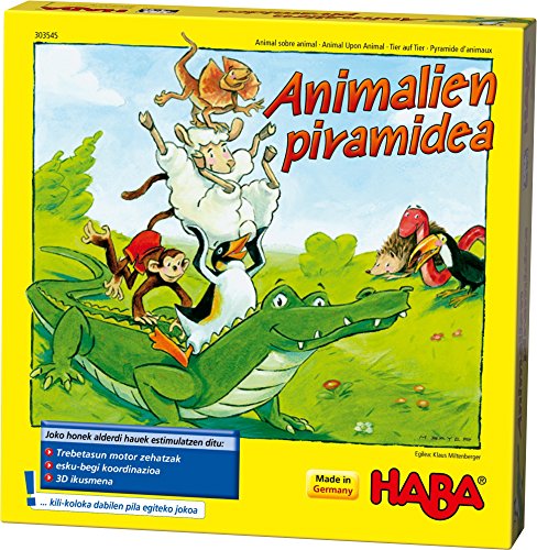 Haba- Animalicen Pirámide, Juego de apilamiento para 2-4 Jugadores a Partir de 4 años, con Figuras de Animales de Madera, también se Puede Jugar en Solitario, Multicolor (Habermass 303545)