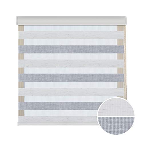 HAIPENG Impermeable Estor Enrollable, Doble Capa Persiana por Ventana Cortina Puerta Dormitorio Cocina, Opaco Día y Noche, Dos Tonos Blanco Gris (Color : A, Size : 120x220cm)