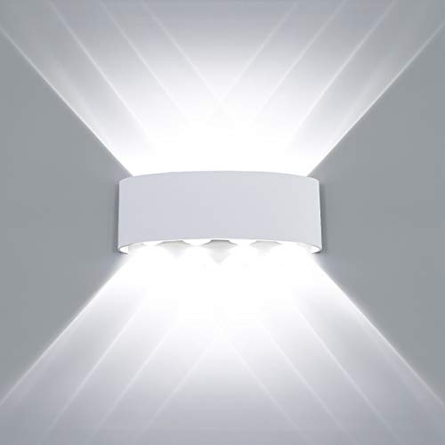 HAWEE Moderno Apliques de Pared LED Luz de Pared Impermeable Aluminio LED Bañadores de Pared Interior Exterior para Baño, Porche, Dormitorio, Pasillo, Sala de Estar, Escaleras, KTV, 8W Blanco