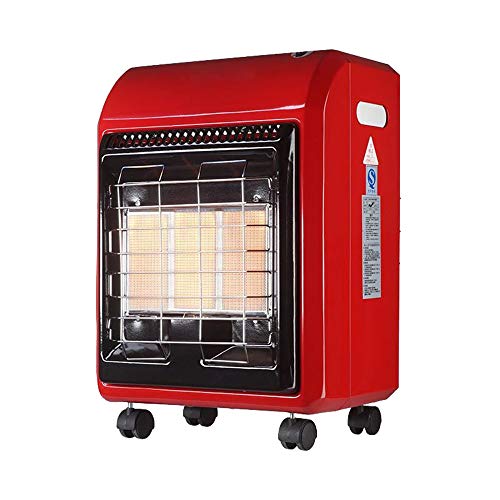 Heater Estufa de Gas Portátil Calentador Radiante sin ventilación,Calentador de cerámica infrarrojo,Interior Al Aire Libre Calentador con Ruedas giratorias,4200W, Rojo