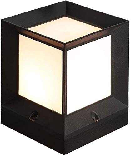 Hines Poste de Luces para Exteriores Cubo Cuadrado clásico Moderno IP55 Impermeable Columna a Prueba de Lluvia Luz Negro Aluminio Metal Patio Jardín Paisaje Decoración Farola