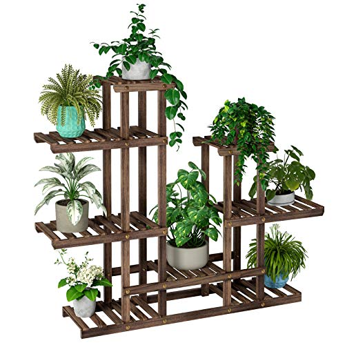 Homfa Estantería Decorativa Macetas Soporte Madera para Plantas Escalera para Flores para Exterior Interior Salón Oficina Jardín Balcón con 6 Estantes Madera 96x96x25cm