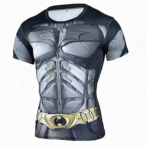 HOOLAZA Camiseta de compresión de Manga Corta para Hombres Avengers Super Heroes Jogging Motion Short Shirt