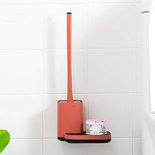 HPPSLT Escobillero de baño Compacto - Inodoro con Base de Mango Largo Cepillo montado en la Pared Inodoro sin Perforaciones