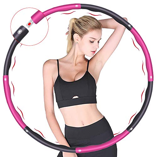 Hula Hoop Fitness, Diseño Ondulado de Espuma, Neumático de Gimnasio Desmontable de 8 Secciones para Uso para Bajar de Peso y Masajes, Fitness Profesional para Adultos Hula Hoop 1,2 kg (Rojo + Gris)