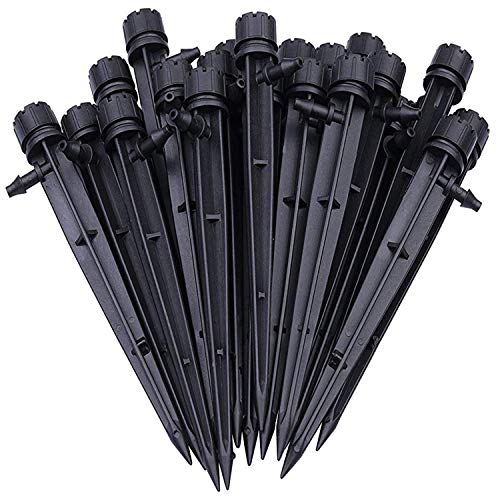 Hydrogarden 100 PCS Goteros de Flujo Ajustable para Riego 365 Grados Goteros con Estaca para Riego de Plantas y Jardín