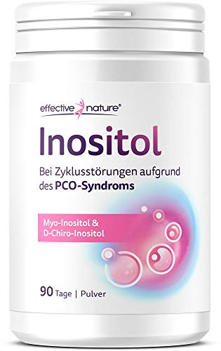 Inositol de Effective Nature - para los trastornos del ciclo debido al síndrome SOPQ, eficaz por Myo- y D-Chiro-Inositol, con ácido fólico y vitamina B6, polvo de 180g durante 90 días