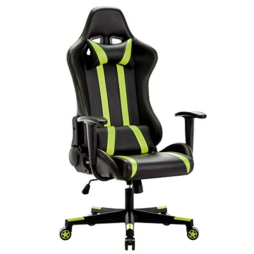 IntimaTe WM Heart Silla Gamer, Silla Gaming Silla Escritorio Giratoria, Altura Ajustable Respaldo Inclinable hasta 135 ° con Apoyabrazos Fijos (Verde)