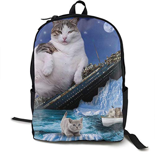 IUBBKI Titanic Cat Sinking Kitty Fat Cats Mochila con estilo Mochila escolar Resistente al desgaste Mochilas para computadora para niños / niñas / adolescentes / estudiantes Bolsas de viaje