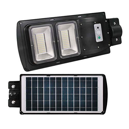 Jandei - Farola LED 60W Solar Exterior IP67 Panel integrado 120 LED 850 Lúmenes 6600K Blanco Frío Batería Ion-Litio mando a distancia