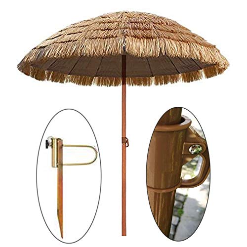 JFFFFWI Sombrilla Tiki de Patio de Paja de 6.5 '/ 2m con inclinación - Sombrilla de Playa Estilo, Color Natural (Tamaño: 6.5ft / 2m) (Tamaño: 6.5ft / 2m)