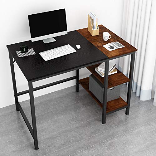 JOISCOPE Escritorio de Computadora,Escritotio,Mesa de Computadora,Mesa de Ordenador,Mesa para Computadora,Mesa Industrial Hecha de Madera y Metal,40 Pulgadas(Acabado Negro)