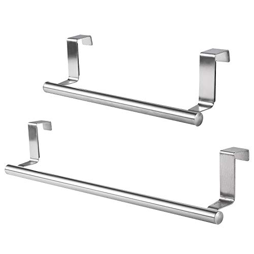 Juego de 2 barras para colgar paños de cocina，Toallero Cocina Puerta，Colgador Cocina Para Puerta, Riel Para Colgar Sobre La Puerta De Acero Inoxidable Para Cocina y Baño，colgador trapos cocina