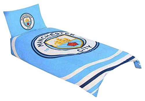 Juego de funda de edredón y almohada para cama individual oficial del Manchester City FC Pulse