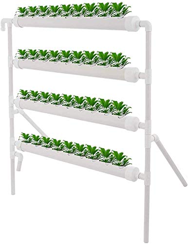 Kacsoo Hydroponics System Kit de Cultivo Kit de PVC Sistema de Plantas de jardín y Experimento de hidroponía, Verduras, Flores (72 sitios, 8 Tubos, 2 Capas)