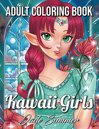 Kawaii Girls: An Adult Coloring Book with Adorable Anime Portraits, Cute Fantasy Women, and Fun Fashion Designs (Relaxation Gifts) (Kawaii Girls Coloring Books)