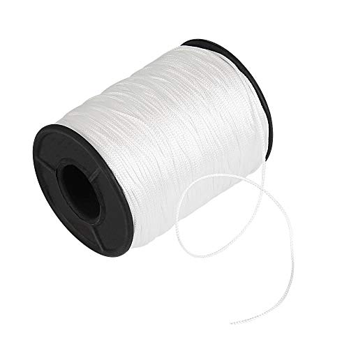 Kbnian 150 Yardas/Rollo de Cordón Trenzado de Cortina de Elevación para Persianas, Atada Cuerda de Planta, Cordón de Juguete, DIY (1mm), Polietileno, Blanco